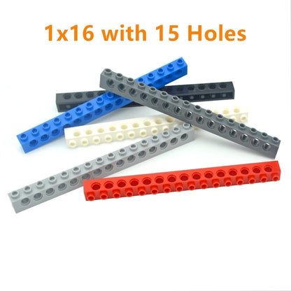 Technical Building Block Long Beam with Holes – Thick MOC Studded Bricks Compatible with 3703, 32018, 3895, 2730, 3894, 3701, 3700