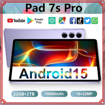 Original Pad 7s Pro 10.1" Tablet – Android 15, 22GB+2TB, 5G Dual SIM, 10000mAh Kids & Global Version