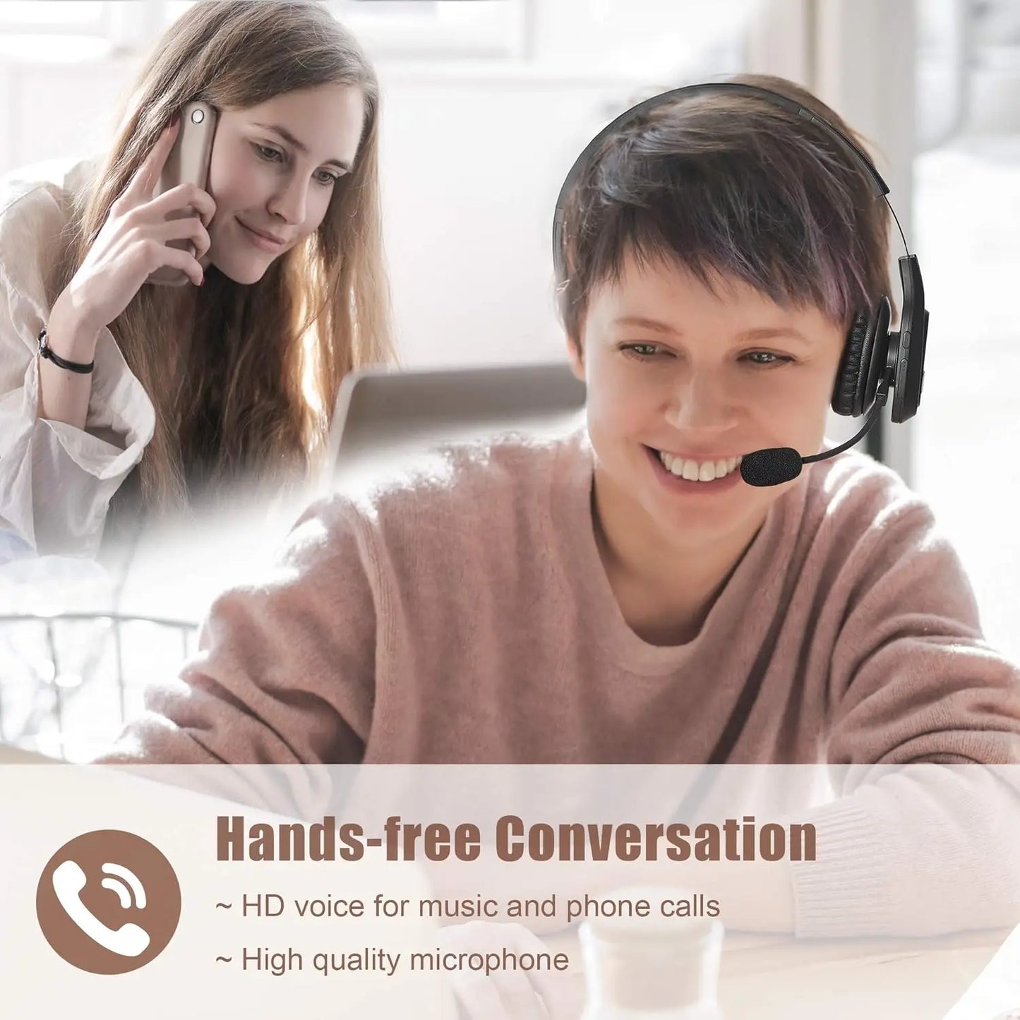 Premium Trucker Bluetooth Headset – Wireless Noise-Canceling Mono Headset with Mic, 30-Hour Talk Time
