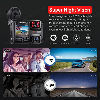 4K 2160P Dual Lens Car DVR – WIFI GPS Logger, Novatek 96663 Chip, Sony Sensor, Night Vision Dash Cam Recorder D30H