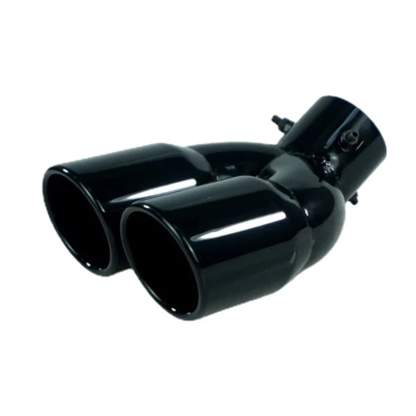 Universal 63mm Double-Barrel Car Exhaust Tip — Black Titanium Stainless Steel Tail Pipe Muffler Outlet, Auto Accessories
