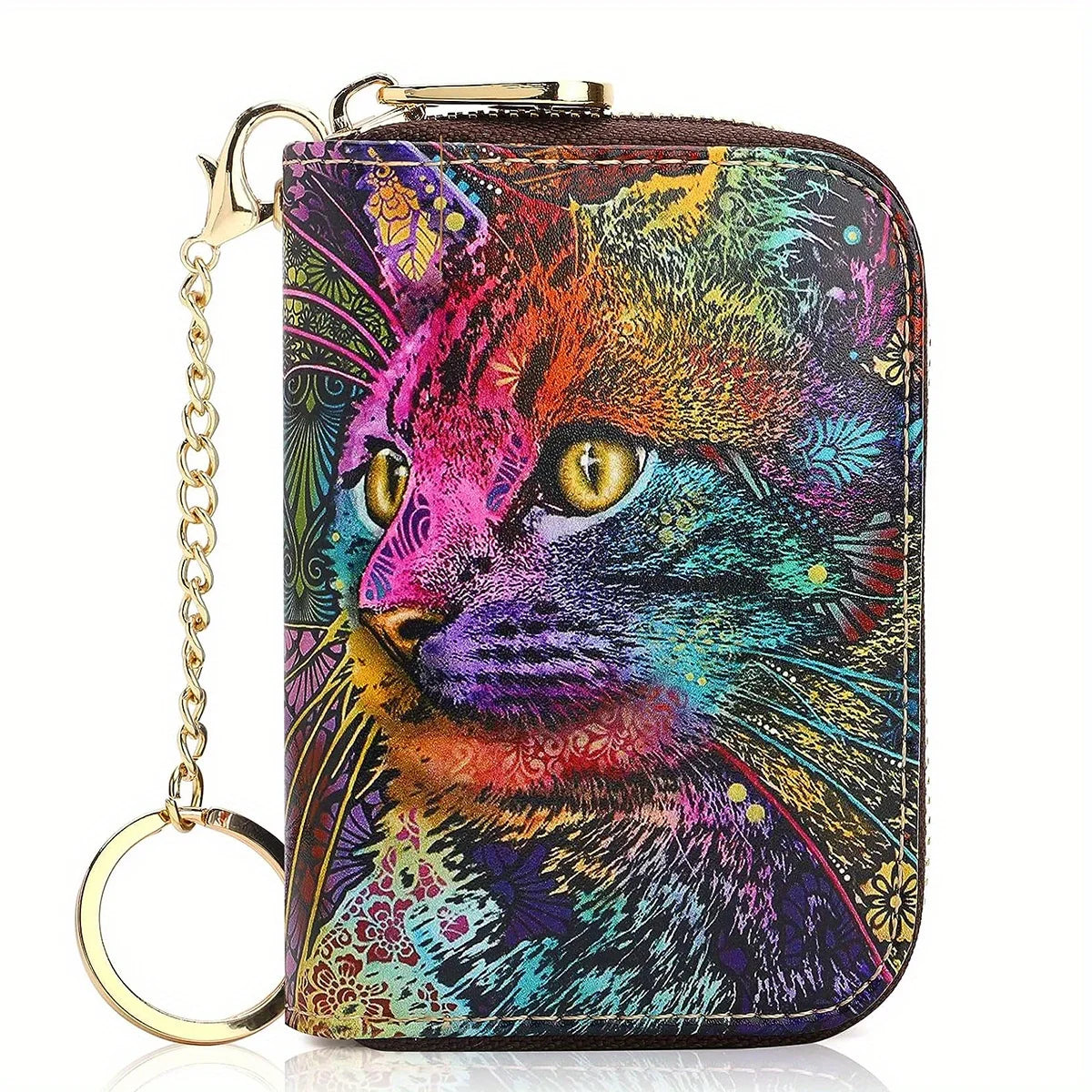 RFID Leather Card Holder Wallet with Zipper & Key Ring – Slim Credit Card Case & Coin Purse for Men and Women