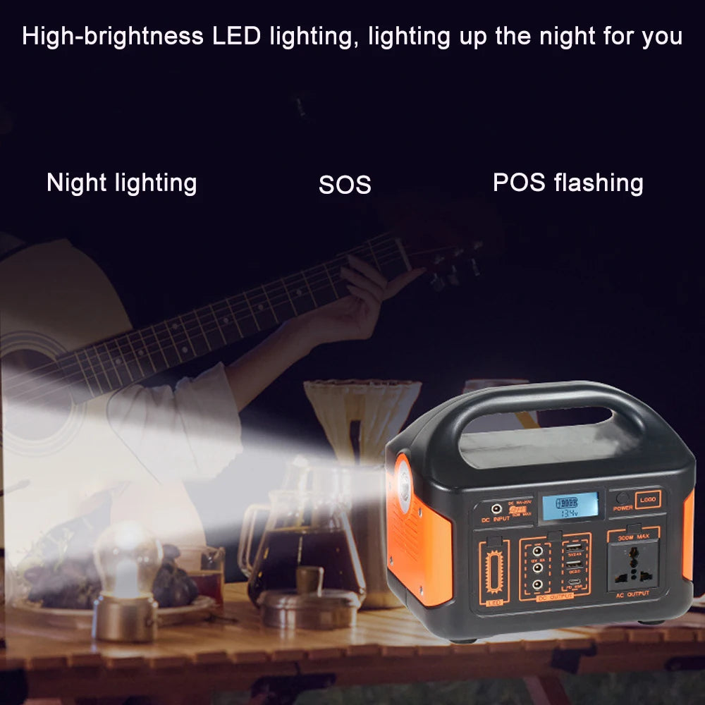 300W/500W Portable Solar Power Station – 460Wh LiFePO4 Battery Energy Storage with 110V/220V Output & LED for Camping, RV, and Travel