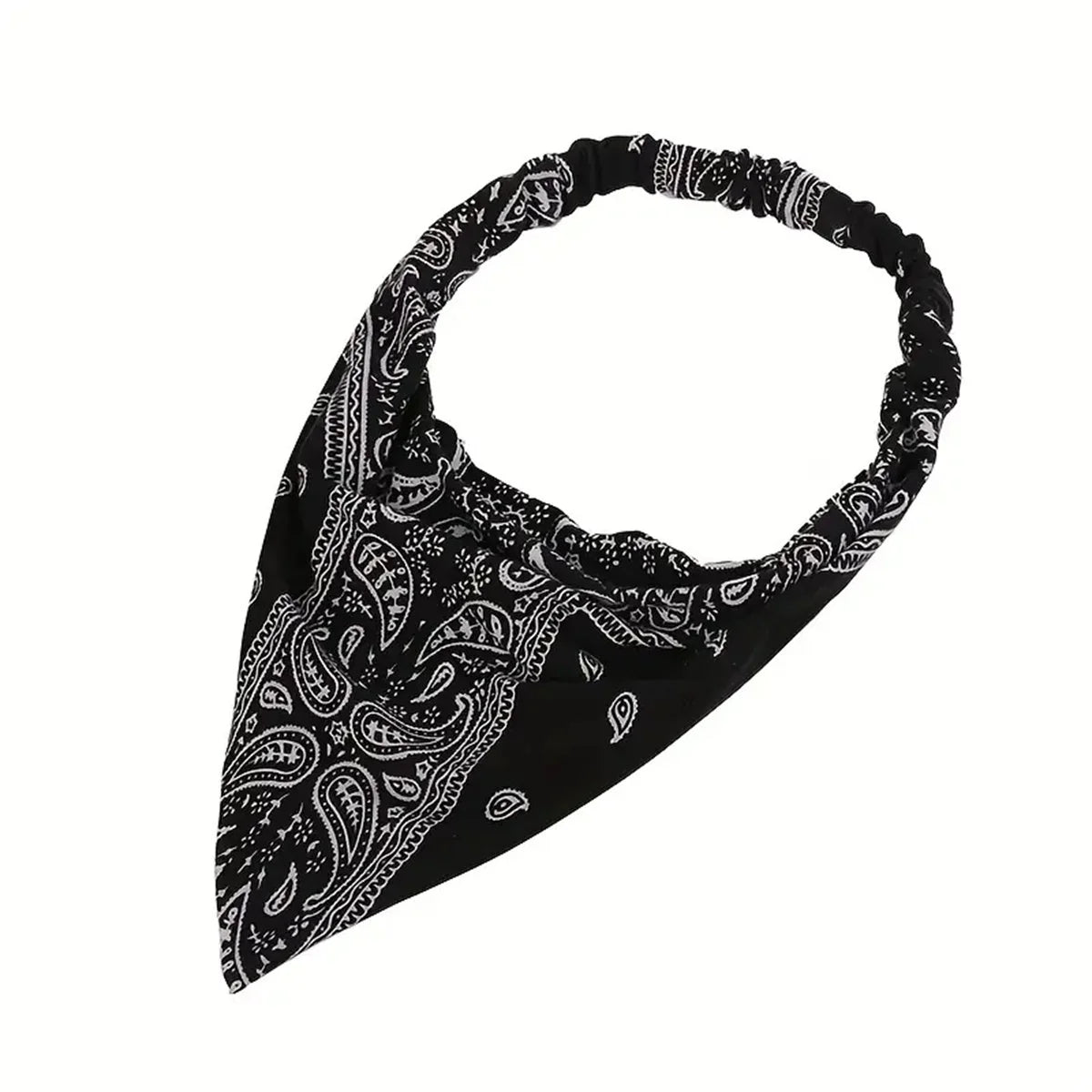Retro Triangle Scarf Headband for Women - Breathable Elastic Fabric Hair Band
