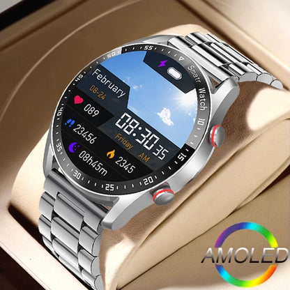 ECG+PPG Bluetooth Call Smartwatch for Men – Laser Health, Blood Pressure, Fitness, Waterproof Sports Watch with Box