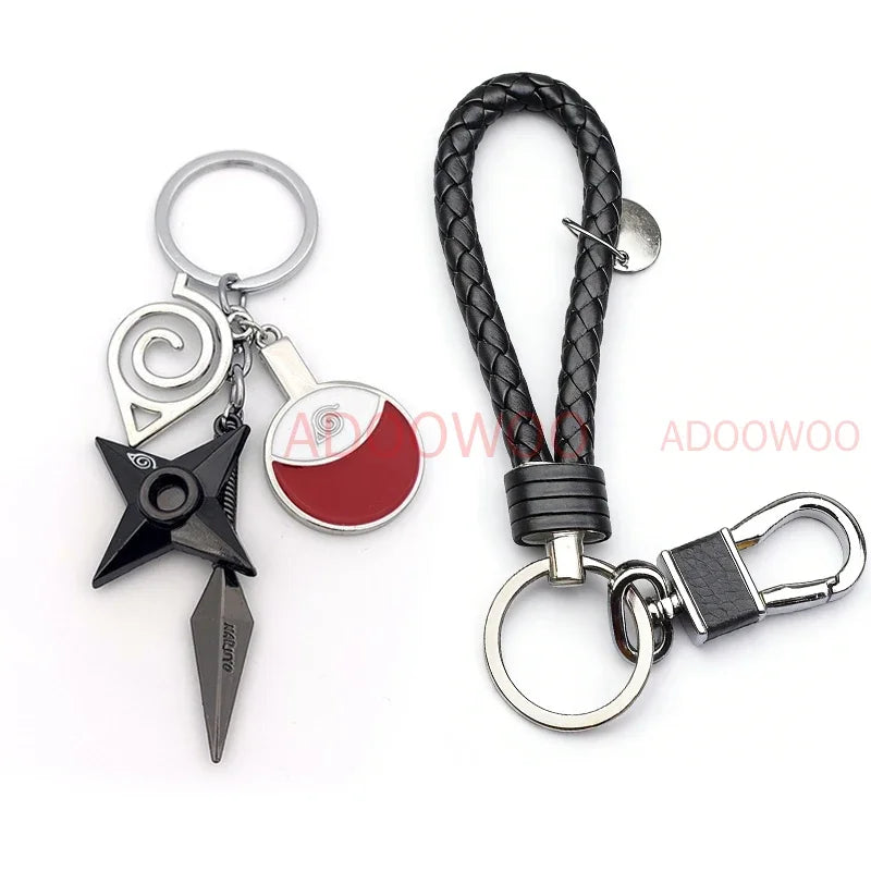 Bandai Naruto Red Cloud Alloy Keychain Set – 20 Styles Anime Woven Leather Rope Charm Car Pendant Punk Jewelry Gift Accessories