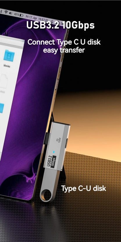 100W USB-C OTG Adapter – Type-C Converter for Fast Charging & 10Gbps Data Transfer, Compatible with Phone, Tablet, MacBook & Earphones