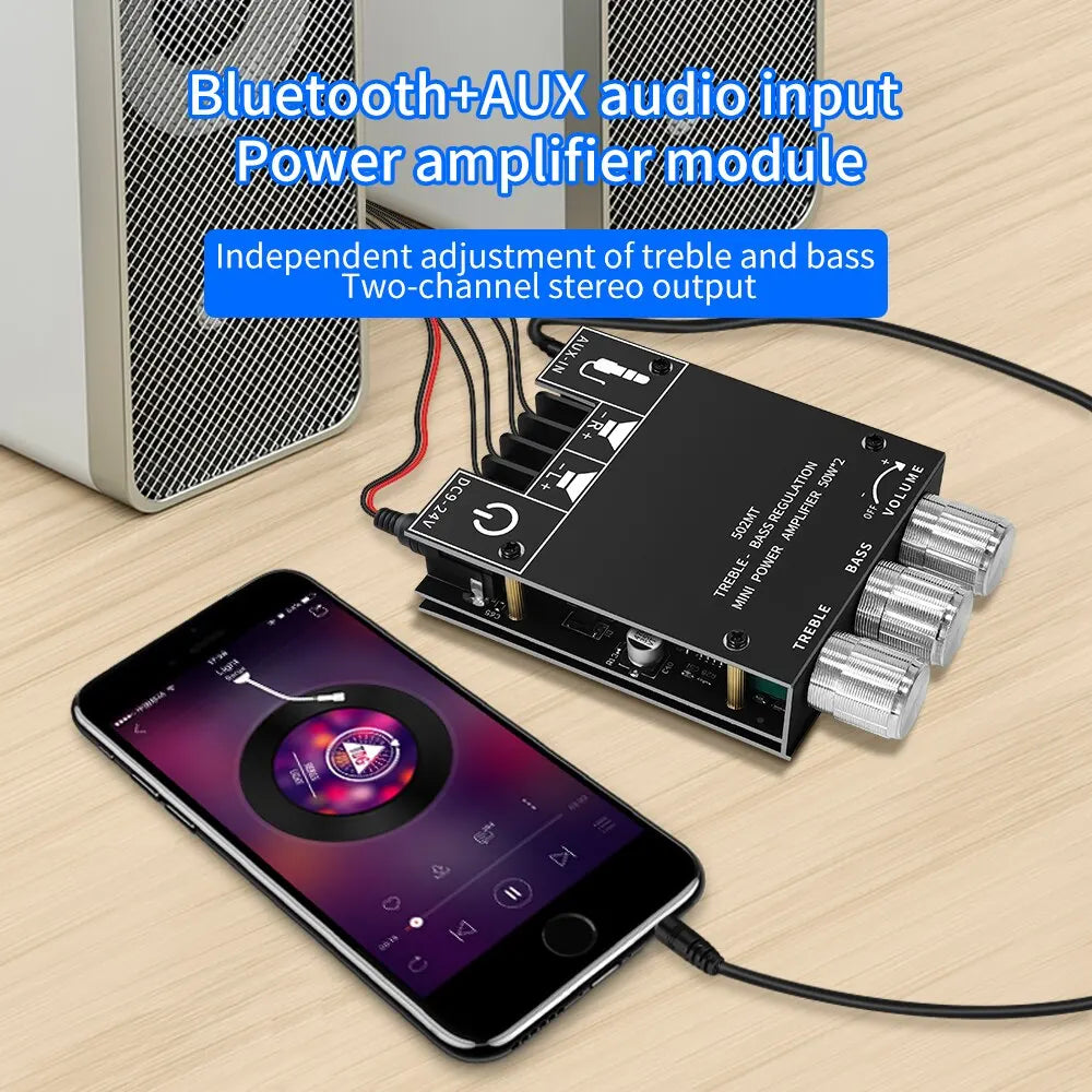 ZK-502MT Bluetooth 5.0 Stereo Subwoofer Amplifier Board | 2x50W High Power 2.0 Channel Bass AMP