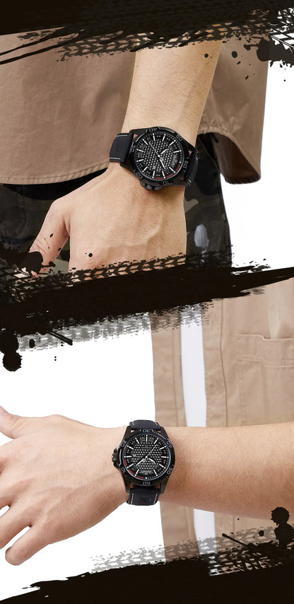 NAVIFORCE Men's Quartz Watch — Fashion Leather Strap Sport Waterproof Wristwatch with Calendar