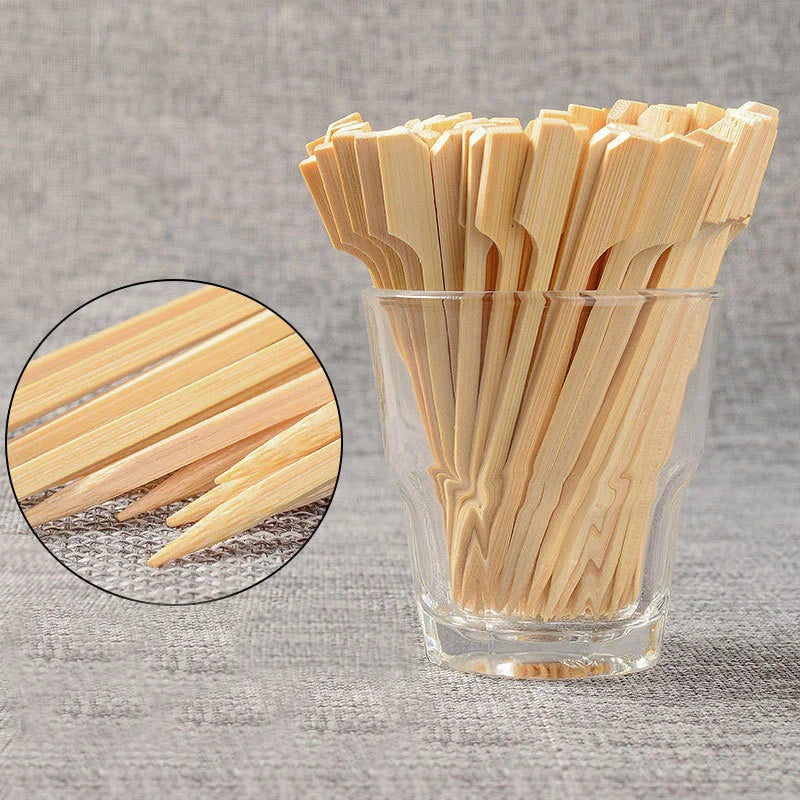 100Pcs Disposable Bamboo Skewers - Natural BBQ Tools, Barbecue Bamboo Sticks for Kabob, Fruit, Cocktail Parties, Camping BBQ Accessories