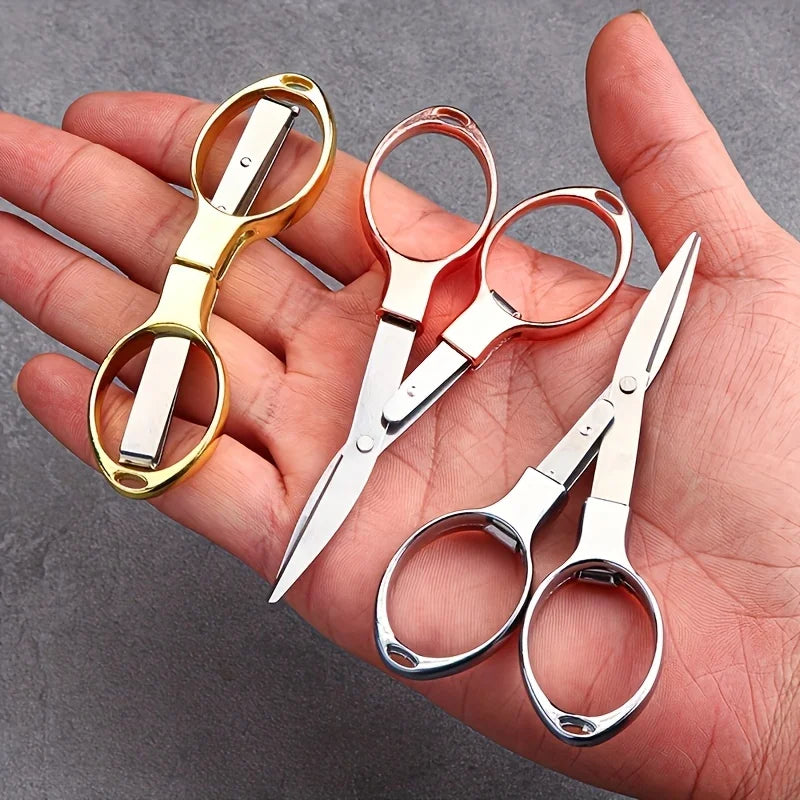 Stainless Steel Folding Scissors - Portable Retractable Cutting Tool for Travel, Outdoor & Everyday Use