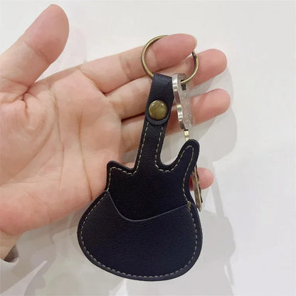 PU Leather Guitar Pick Holder Keychain – Plectrum Bag Case for Guitar Accessories & Music Supplies