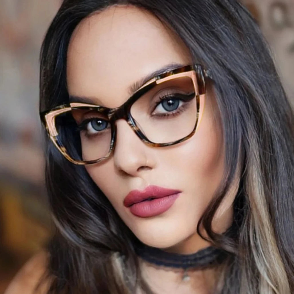 Fashion Cat Eye Reading Glasses for Women – Anti Blue Light Blocker Eyeglasses, Double Color Frame Computer Readers