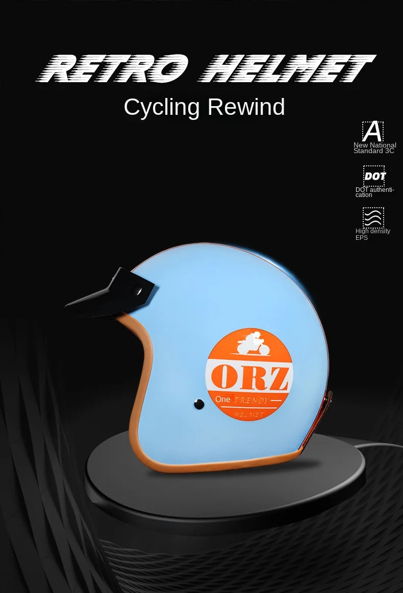 Retro 3/4 Semi-Open Motorcycle Helmet — Cross-Country Winter Riding Accessories
