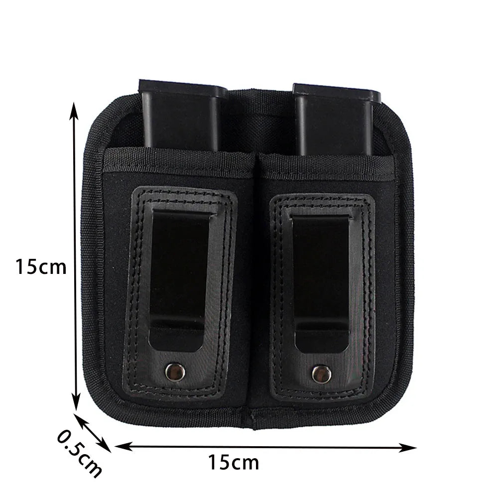Single/Double Concealed Magazine Pouch – IWB Mag Holster for 9mm/.40/.45/.380/.357, Outdoor Waist Carry Case for Knife & Flashlight