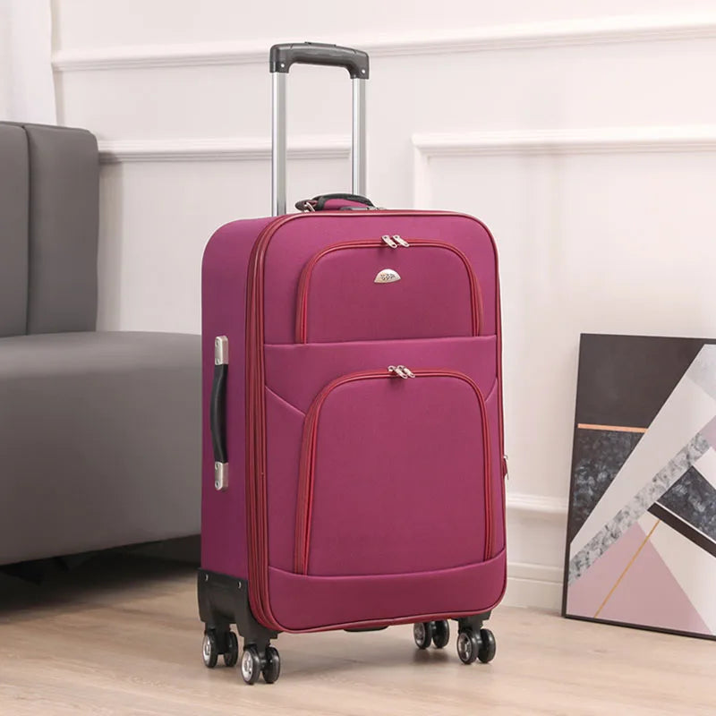Ex Canvas Travel Suitcase – Trendy Fashionable Rolling Luggage with Combination Lock & 360° All-Direction Wheels for Business Travel
