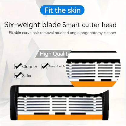 Men’s 6-Layer Safety Razor Set – High-Quality Sharp Stainless Steel Shaver with Replaceable Blades