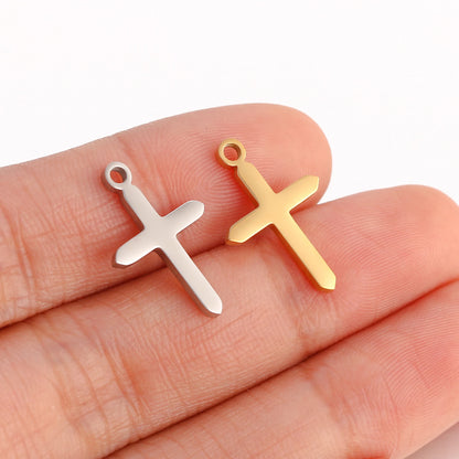 Stainless Steel Cross Charms Set - 5Pcs DIY Jewelry Pendants for Bracelets, Earrings & Necklaces