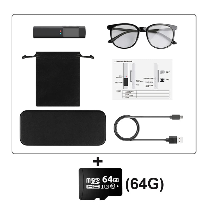 2.7K Glasses Camera – Mini Wearable Outdoor Security Sports DV DVR, WIFI Video Recorder for Driving, Hiking, and Surveillance