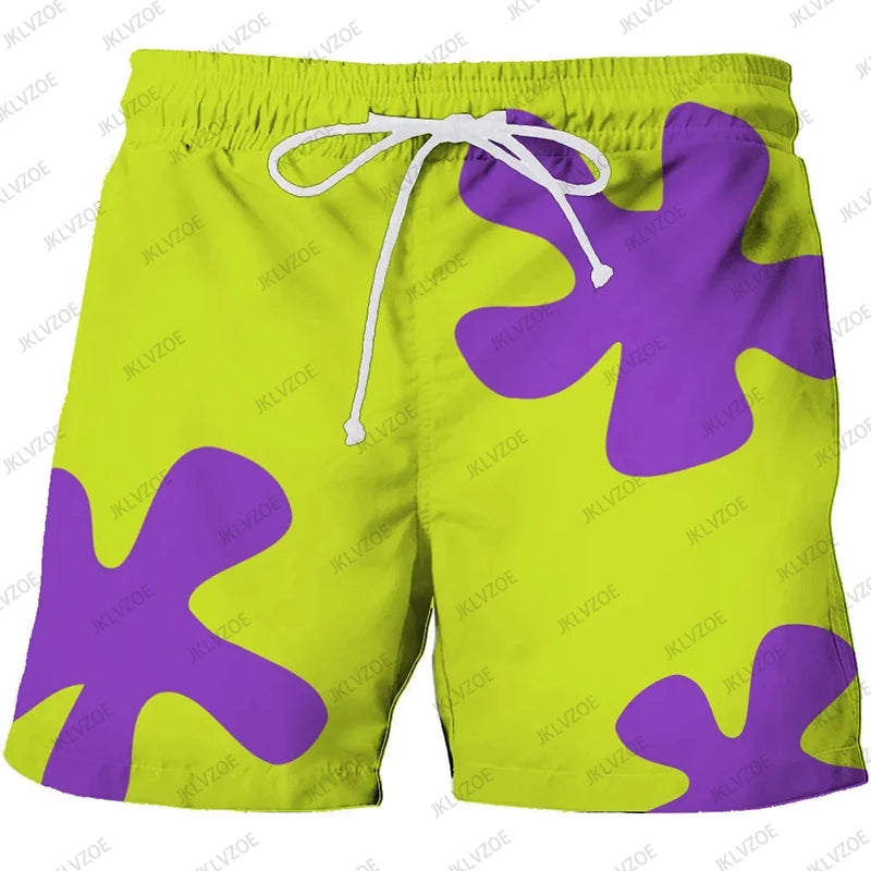 3D Patrick Star Swim Shorts - Quick-Dry Anime Beach Board Shorts
