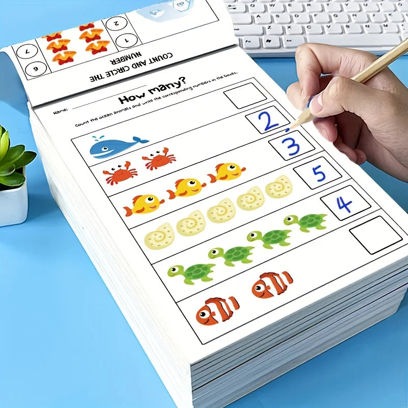 Interactive Preschool Math Workbook – Number Tracing, Addition & Subtraction Worksheets for Early Learning Activities