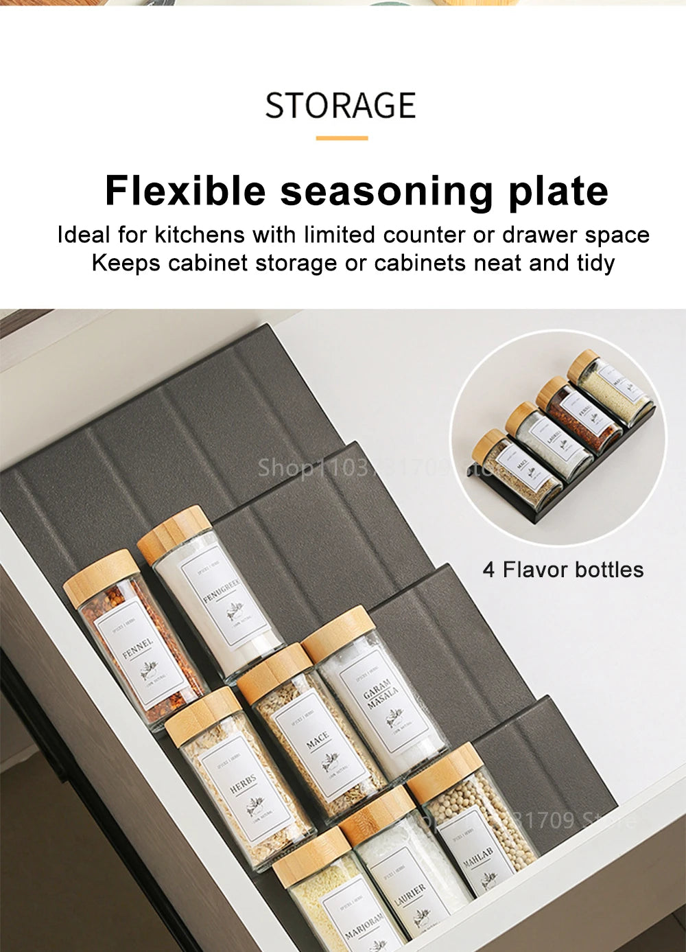 4-Layer Adjustable Kitchen Spice Rack – Drawer Organizer for Jars, Bottles & Pantry Storage