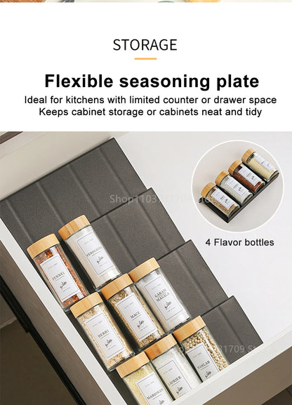 4-Layer Adjustable Kitchen Spice Rack – Drawer Organizer for Jars, Bottles & Pantry Storage