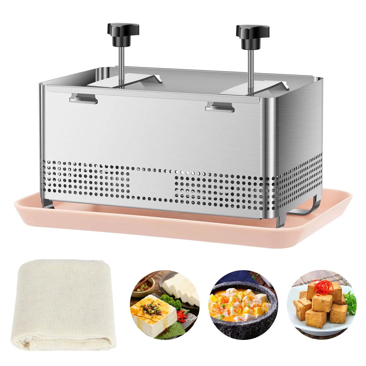 304 Stainless Steel Tofu Press Mold - Homemade Tofu & Cheese Making Kit with Trays and Filter Cloth