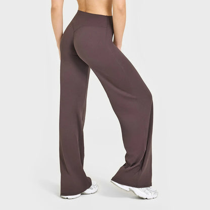 Women's Straight Leg Yoga Pants - Mid-Waist Naked-Feel Pilates & Running Trousers