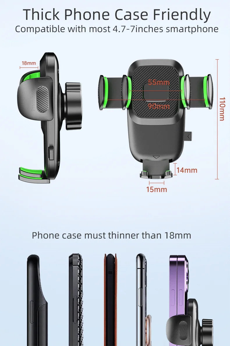 Car Phone Holder – Suction Cup Mount for Windshield, Dashboard & Window, Compatible with Cars and Trucks