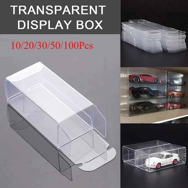 10/20/30/50/100pcs PVC Display Boxes — 1/64 Scale Car Model Toy Transparent Dustproof Exhibition Box for Collection & Gift Packaging
