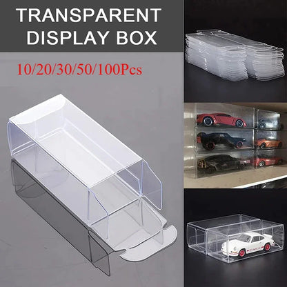 10/20/30/50/100pcs PVC Display Boxes — 1/64 Scale Car Model Toy Transparent Dustproof Exhibition Box for Collection & Gift Packaging