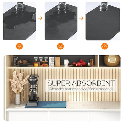 Absorbent Coffee Mats | Solid Color Tableware, Dish Drying Pad, Bottle Placemat & Kitchen Floor Rug