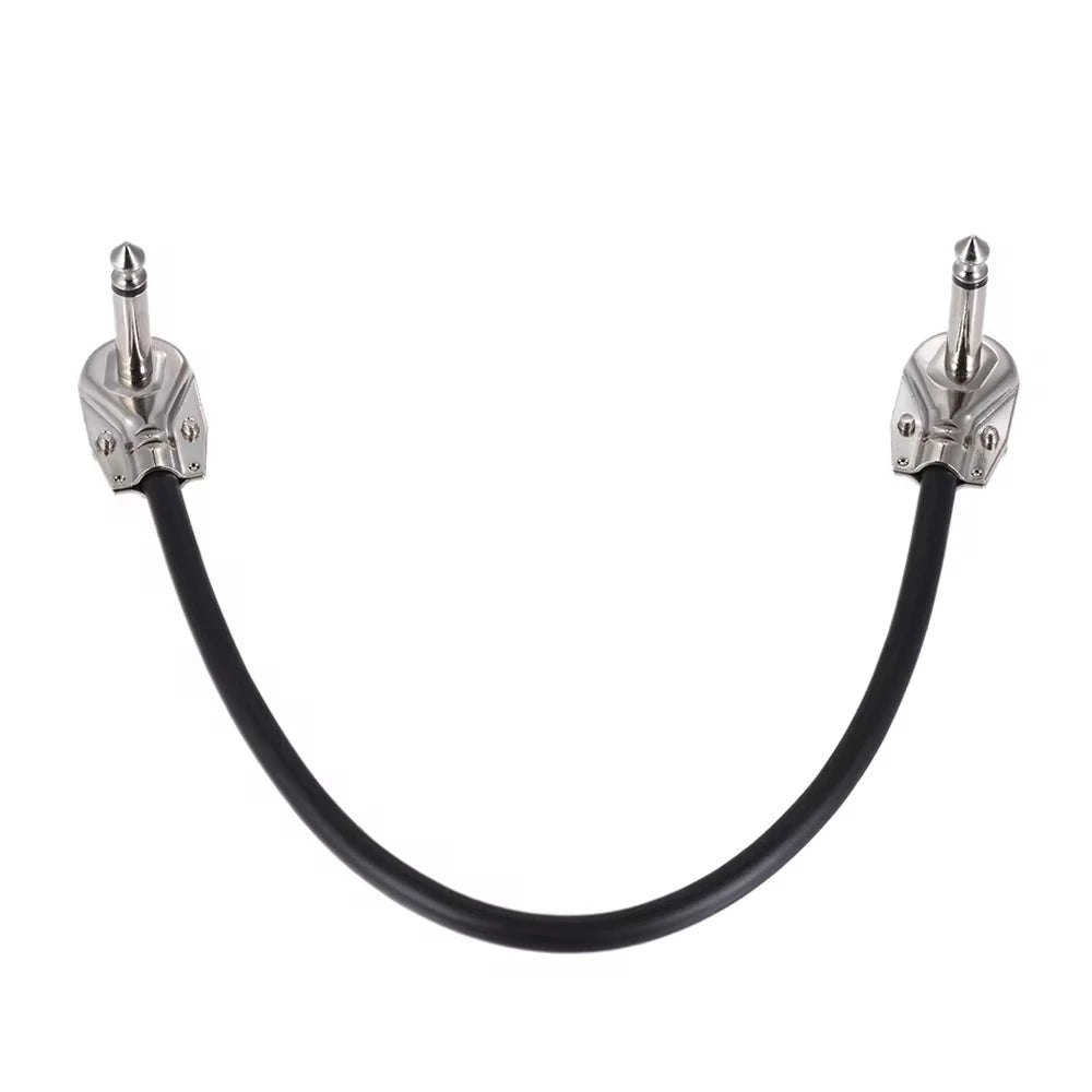 Miwayer 6-Pack 6-Inch Guitar Effect Pedal Patch Cables - 1/4" Silver Right-Angle Plug, Black PVC Jacket