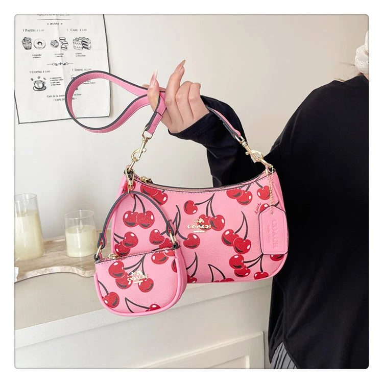 2025 Modern Vintage Cherry Crossbody Bag – Mahjong-Style Chain Shoulder & Underarm Bag, Women’s Light Luxury