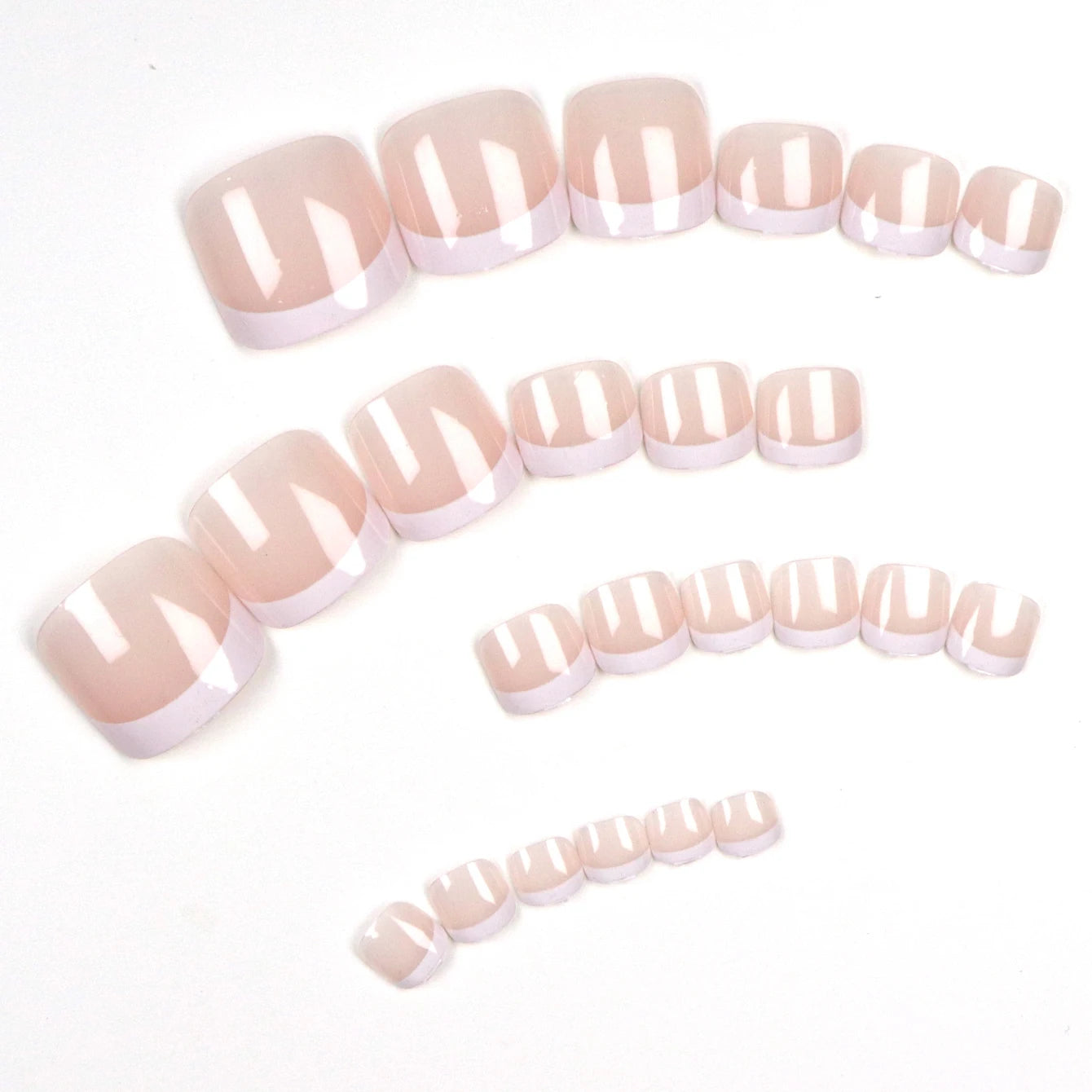 120pcs Short Square French Tip Press-On Toenails – Pink Soft Gel Full Cover False Toe Nail Tips with White Edge Nail Extensions