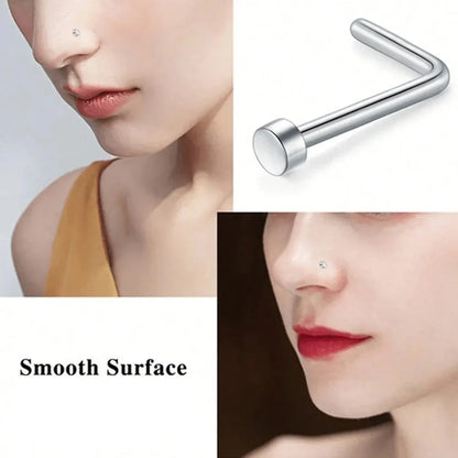 20G Stainless Steel L-Shaped Nose Stud Ring – 2mm Ball Twister Screw Nose Piercing Jewelry for Women & Men Stylish Body Accessory