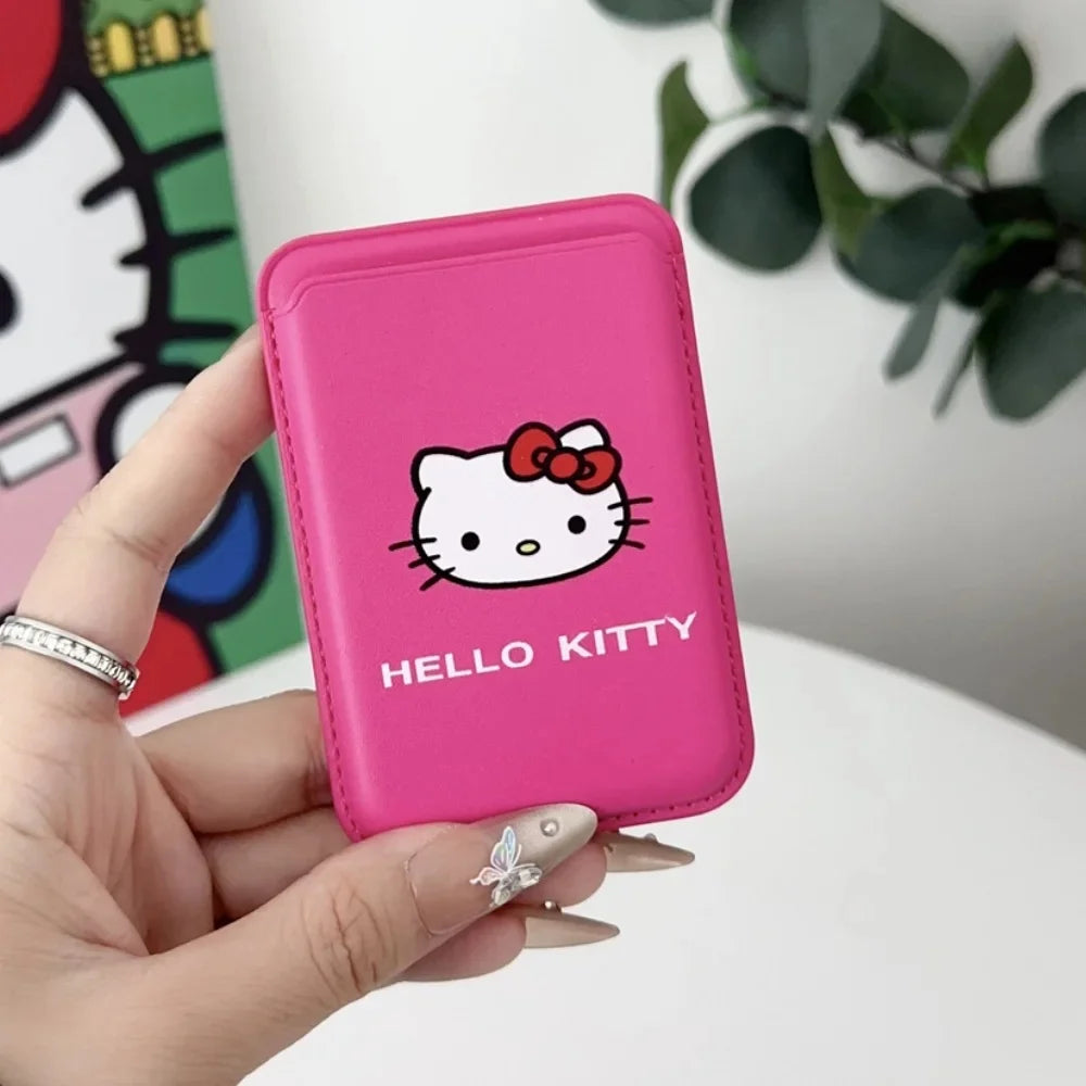 INS MagSafe Hello Kitty Wallet Card Holder Case for iPhone 17 / 16 / 15 / 14 / 13 Air Pro Max – Magnetic Card Clip Slim Wallet Phone Cover for Girls Gift Style Accessory