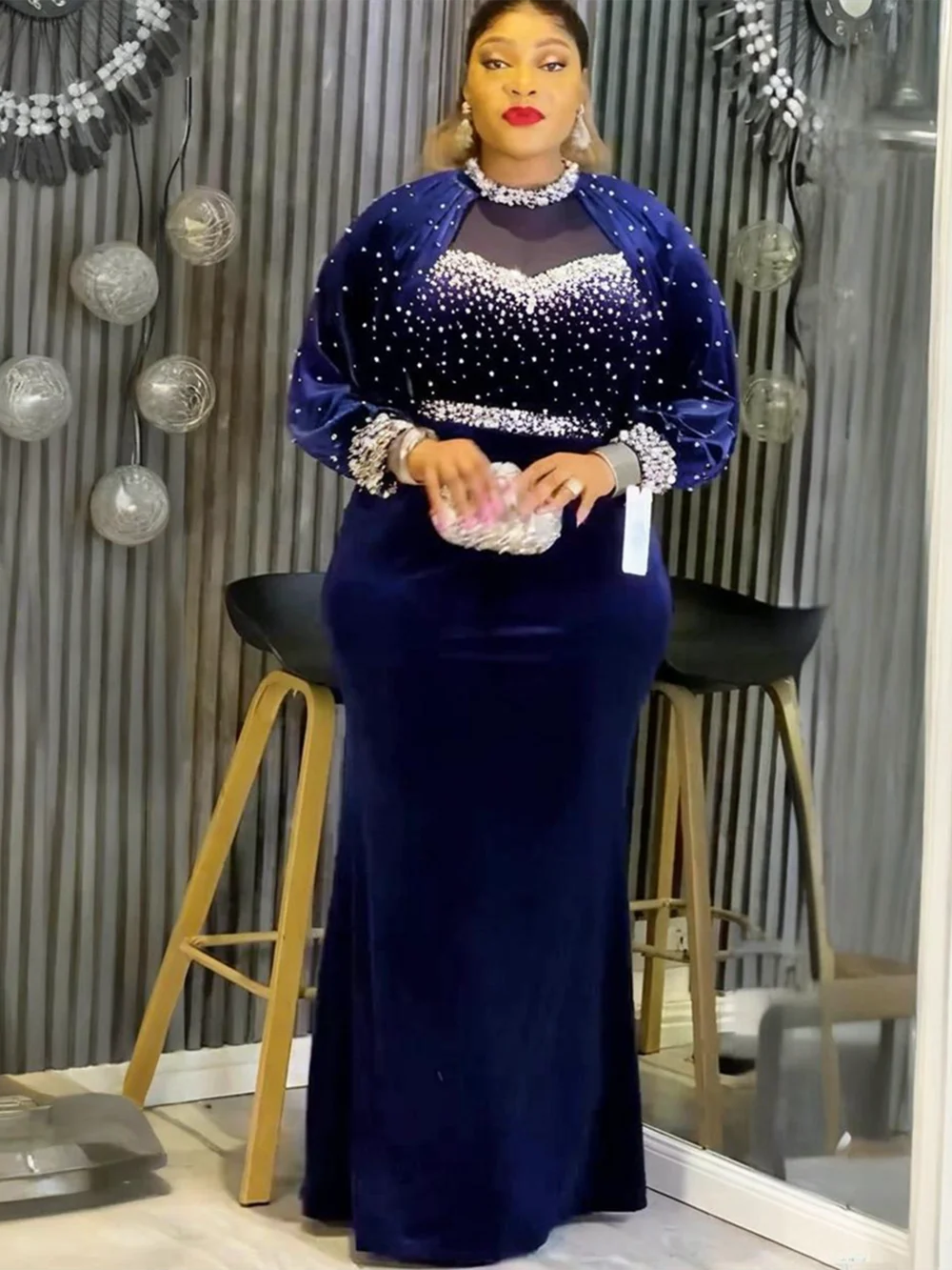 Plus Size African Party Dresses - 2026 Dashiki Ankara Velvet Wedding Gown Elegant Muslim Maxi Dress