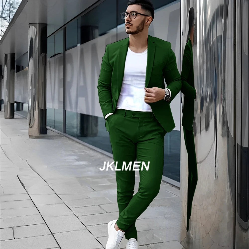 Gray Men’s 2 Piece Suit - Summer Casual Blazer & Pants Set for Wedding, Formal Events and Groom Style XS-5XL