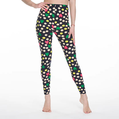 Plus Size Women Printed Leggings – Floral Elephant Star Plaid High Waist Stretch Slim Fit Skinny Pants 2XL–3XL Milk Silk Jeggings