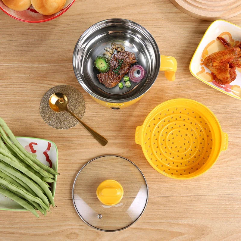 1.8L Mini Electric Hot Pot – Multifunctional Cooking Pot for Noodles & Small Meals, Stainless Steel Liner