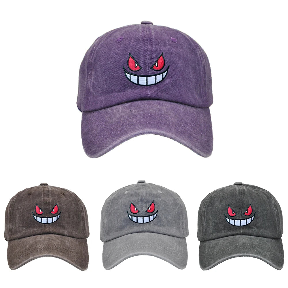 Anime Pokemon Gengar Baseball Cap — Adjustable Snapback Hip Hop Hat with Embroidery for Men & Women
