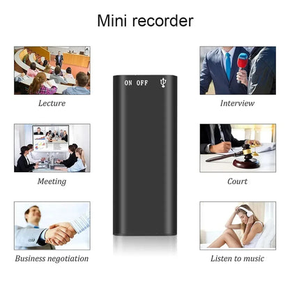 Professional Mini 3-in-1 Voice Recorder – 8GB/16GB/32GB Digital Audio MP3 Player with USB Port
