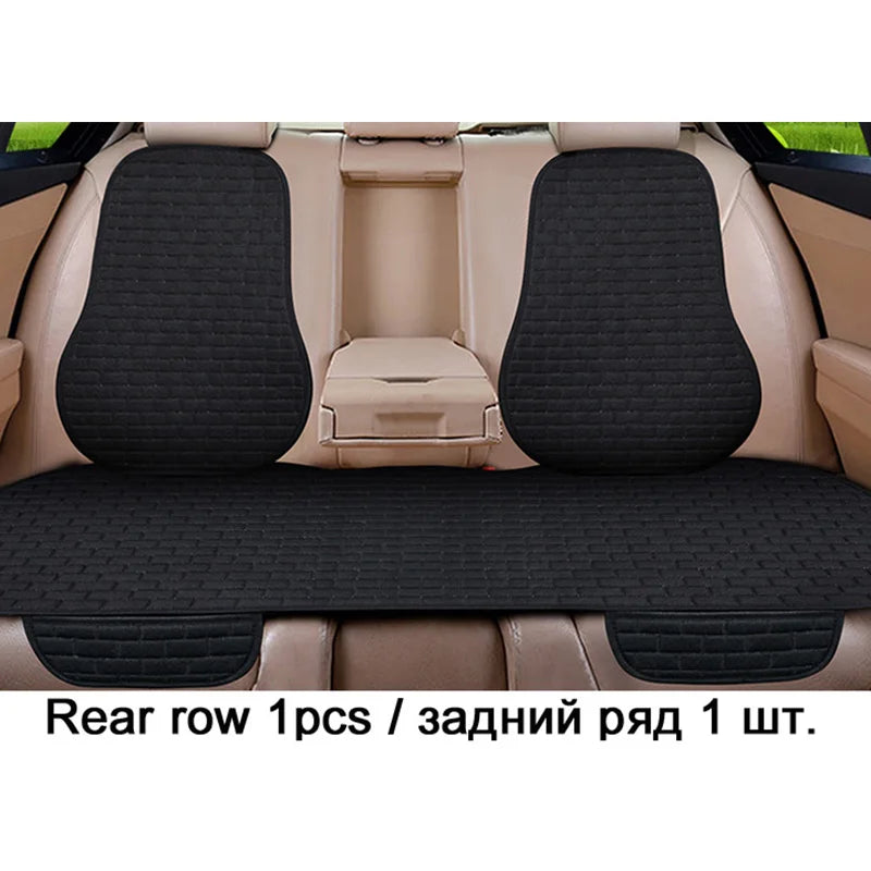 Universal Car Flax Seat Cushion Protector - Front and Rear Seat Cover Pad with Backrest Mat for Automotive Interiors