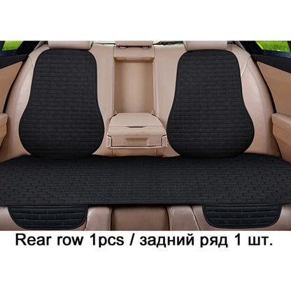 Universal Car Flax Seat Cushion Protector - Front and Rear Seat Cover Pad with Backrest Mat for Automotive Interiors