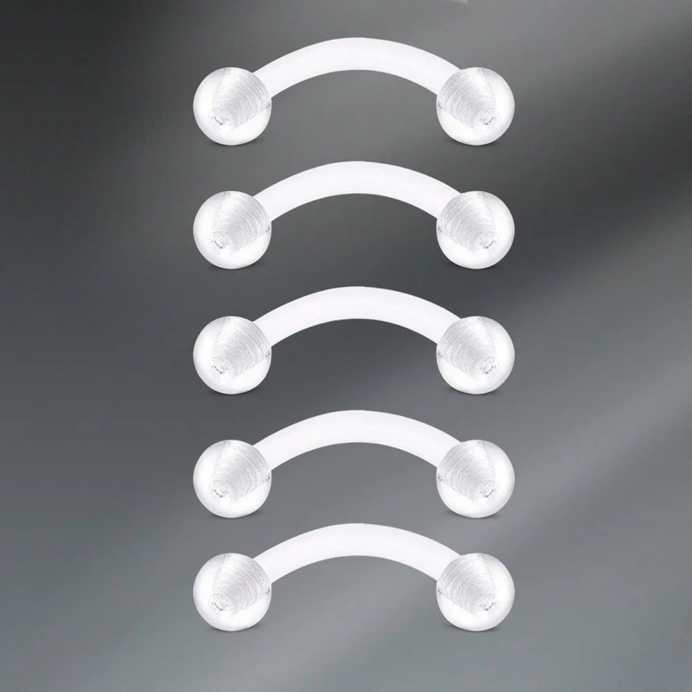 Transparent UV Acrylic Body Piercing Set – Navel, Nose, Septum, Ear & Lip Rings