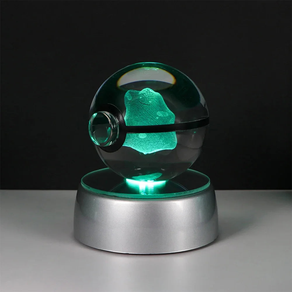 Pokemon Crystal Ball Night Light – Pikachu, Gengar, Eevee, Mewtwo & Lucario LED Pokeball, Kids Birthday Gift & Home Decor