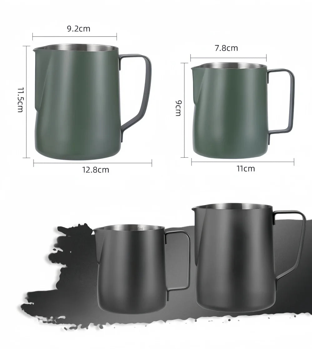 350/600ML Stainless Steel Coffee Milk Frothing Pitcher – Precise Scale Latte Jug for Barista & Professional Cafe Use