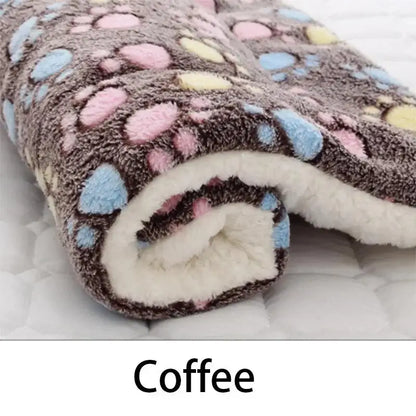 Warm Fleece Pet Sleeping Mat - Soft Thickened Bear Pattern Dog & Cat Bed Blanket Washable Pad